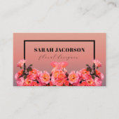 Roze Roses Black Rectangle Lijst Floral Designer Visitekaartje (Voorkant)