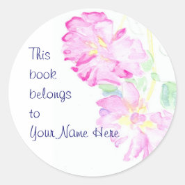 Roze Roses Bladbookplaten aan personaliseren Ronde Sticker