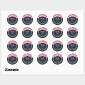 Roze Roses Blue White Polka Dots Bedankt Ronde Sticker (Vel)