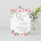 Roze Roses Blush Baby shower Kaart (Staand voorkant)