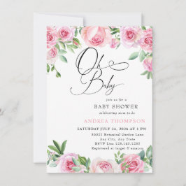 Roze Roses Blush Baby shower Kaart