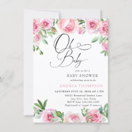 Roze Roses Blush Baby shower Kaart