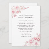 Roze Roses Blush Floral Waterverf Wedding Kaart (Voorkant / Achterkant)