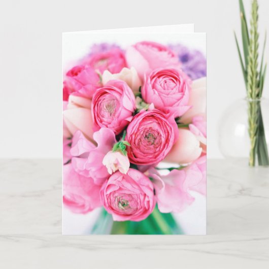 Roze Roses Boeket Wenskaart Kaart (Voorkant)