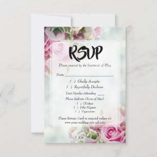 Roze Roses Bold Script Wedding RSVP Enclosure Kaar