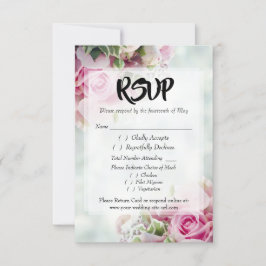 Roze Roses Bold Script Wedding RSVP Enclosure Kaar Kaartje