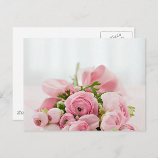 Roze Roses Bouquet Briefkaart (Voorkant / Achterkant)