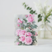 roze Roses Bouquet Briefkaart (Staand voorkant)