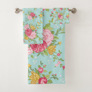  roze Roses Bouquet Floral Pattern Aqua Bad Handdoek