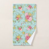 roze Roses Bouquet Floral Pattern Aqua Bad Handdoek (Handdoek)