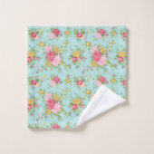 roze Roses Bouquet Floral Pattern Aqua Bad Handdoek (Wasdoekje)