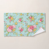 roze Roses Bouquet Floral Pattern Aqua Bad Handdoek (Handdoek)