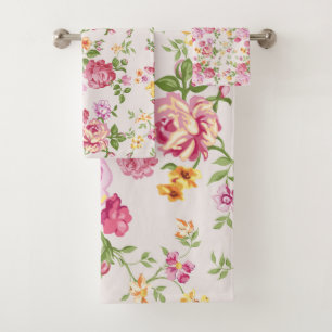  roze Roses Bouquet Floral Pattern Bad Handdoek