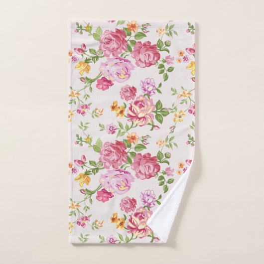 roze Roses Bouquet Floral Pattern Bad Handdoek (Handdoek)