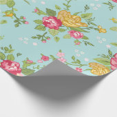 roze Roses Bouquet Floral Pattern Blauwgroen Cadeaupapier (Hoek)