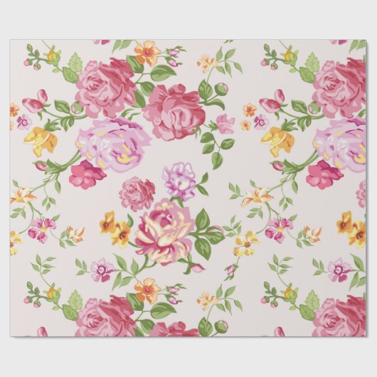  roze Roses Bouquet Floral Pattern Cadeaupapier (Vlak)