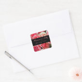 Roze Roses Bouquet , gepersonaliseerd huwelijk Vierkante Sticker (Envelop)
