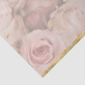 Roze Roses Bouquet Gold Bee Crown Blue-ontkoppelin Tissuepapier (Detail)