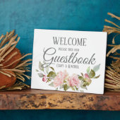  roze Roses Bouquet Guestbook Tabletop Fotoplaat (Zijkant)