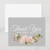  roze Roses Bouquet op grijs Dank je Bedankkaart (Voorkant / Achterkant)