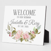  roze Roses Bouquet Tabletop Weddenschap Fotoplaat (Zijkant)