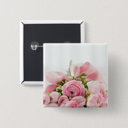 Roze Roses Bouquet Vierkante Button 5,1 Cm (Voorkant /achterkant)