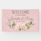 roze Roses Bouquet Wedding Welcome Banner (Horizontaal)