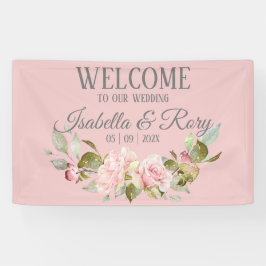  roze Roses Bouquet Wedding Welcome Banner