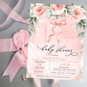 Roze Roses Bow Baby shower Kaart