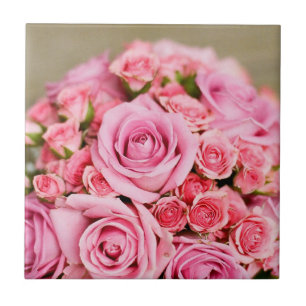 Roze Roses Bridal Bouquet Tegeltje