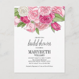 Roze Roses Bridal Shower Briefkaart