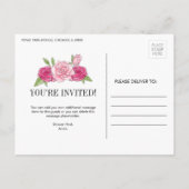 Roze Roses Bridal Shower Briefkaart (Achterkant)