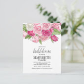 Roze Roses Bridal Shower Briefkaart (Staand voorkant)
