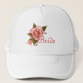 Roze Roses Bride Baseball pet (Voorkant)