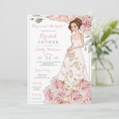 Roze Roses Bride Vrijgezellenfeest Kaart (Staand voorkant)