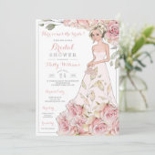 Roze Roses Bride Vrijgezellenfeest Kaart (Staand voorkant)