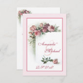 Roze Roses bruiloft RSVP (Voorkant / Achterkant)