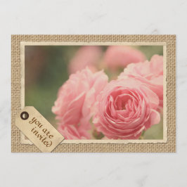 Roze Roses Burlap  Label Lijst Kaart
