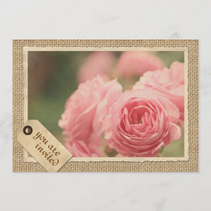 Roze Roses Burlap  Label Lijst Kaart