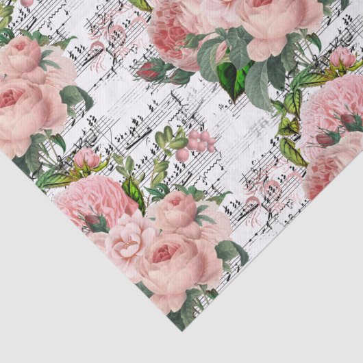 Roze Roses Collage Tissuepapier (Detail)