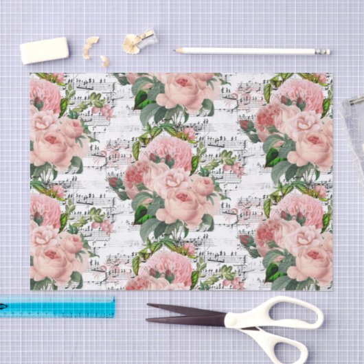 Roze Roses Collage Tissuepapier (Craft)