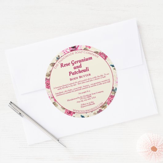 Roze Roses Cosmetica Jar Label (Envelop)