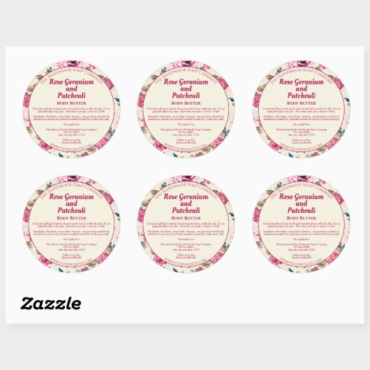 Roze Roses Cosmetica Jar Label (Vel)