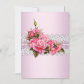 Roze Roses Cross Heilige Communie of Baptisme Kaart (Achterkant)