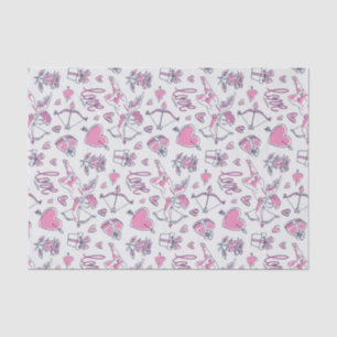 Roze Roses Cupid Love Heart Pattern Valentijnsdag Tissuepapier