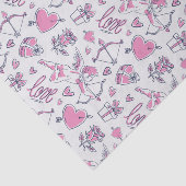 Roze Roses Cupid Love Heart Pattern Valentijnsdag Tissuepapier (Detail)