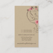 Roze Roses Damask Lace Fleur Elegant Chic  Visitekaartje (Achterkant)