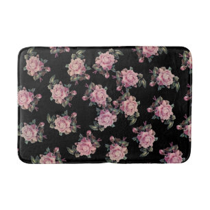 Roze Roses Dark Floral Pattern Shabby Chic Badmat