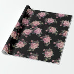 Roze Roses Dark Floral Pattern Shabby Chic Party Cadeaupapier<br><div class="desc">aangepast verpakkingspapier</div>