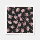 Roze Roses Dark Floral Pattern Shabby Chic Party Servet (Voorkant)